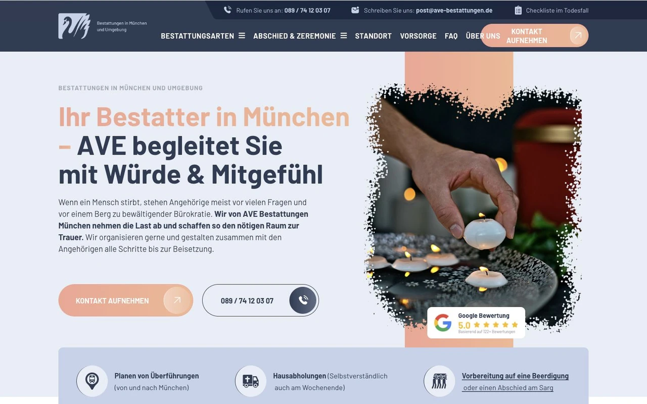 Seitenstart der AVE-Webseite