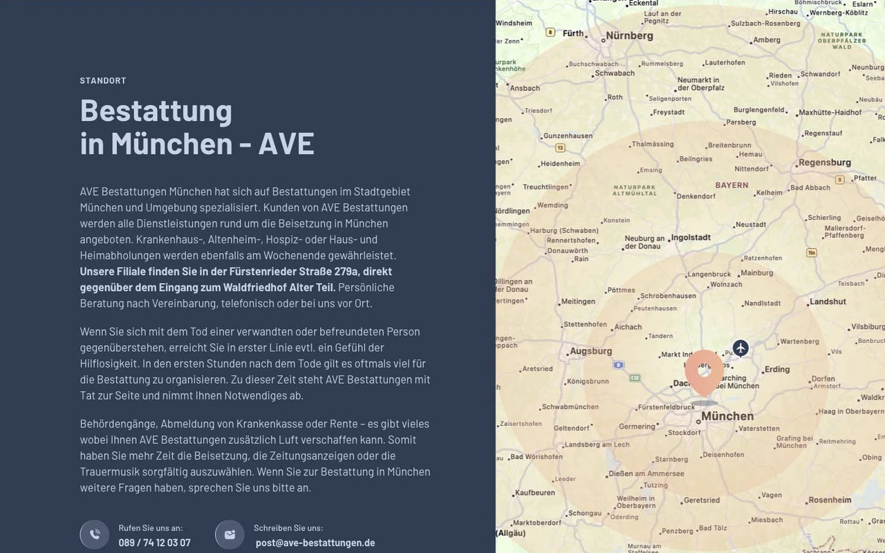 Standort und Kontakt der AVE-Webseite