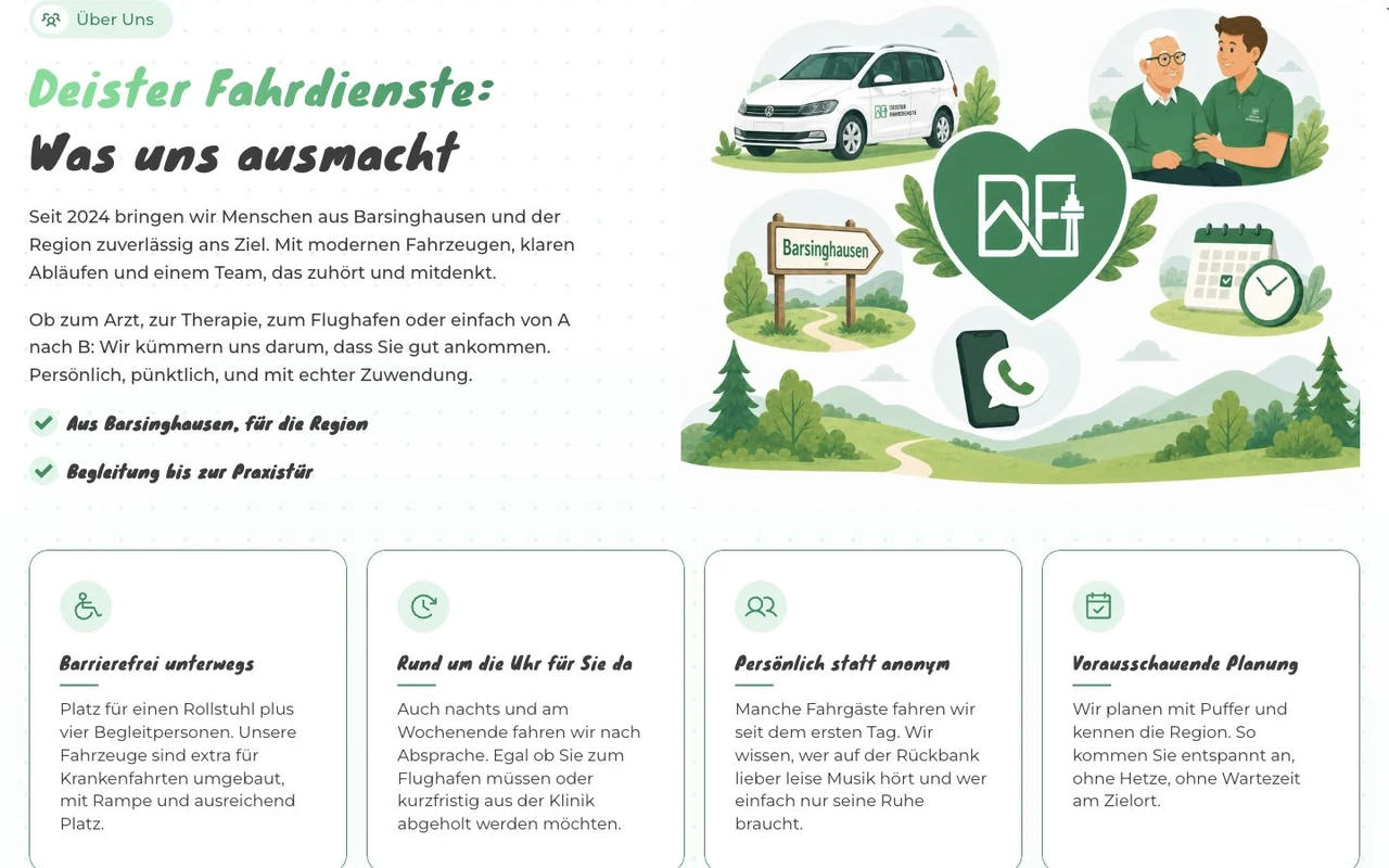 Vorstellung des Unternehmens der Webseite von Deister Fahrdienste