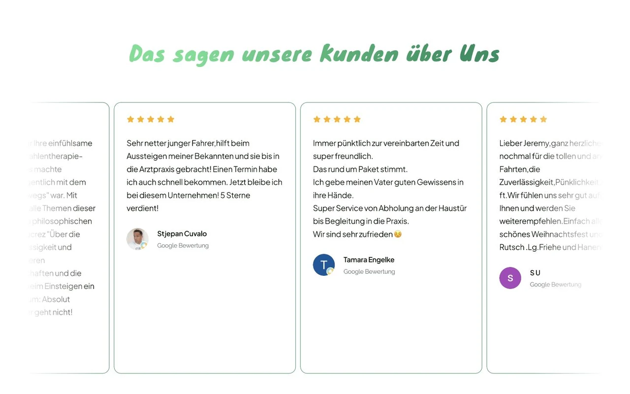 Kundenstimmen der Webseite von Deister Fahrdienste
