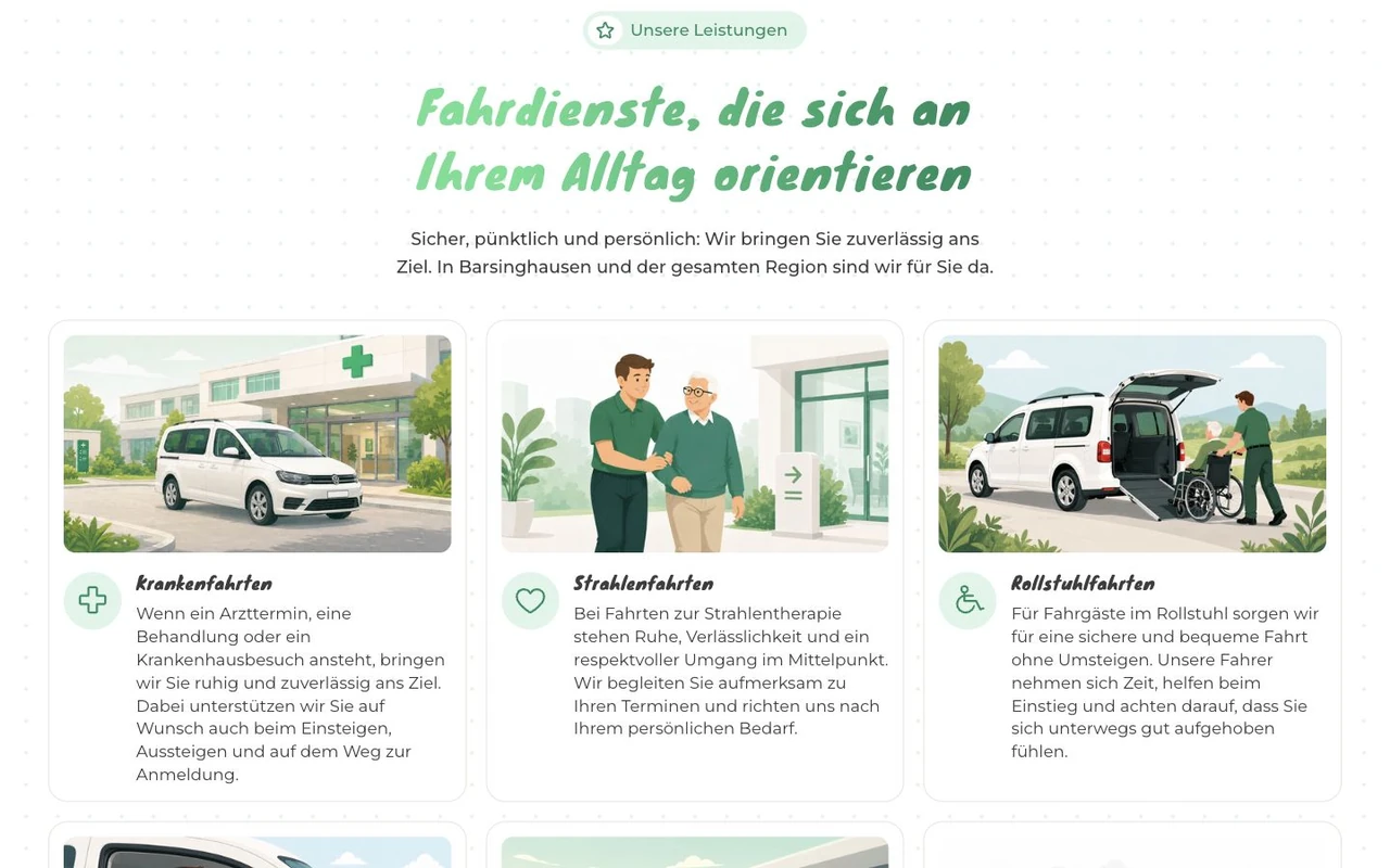 Leistungsbereich der Webseite von Deister Fahrdienste